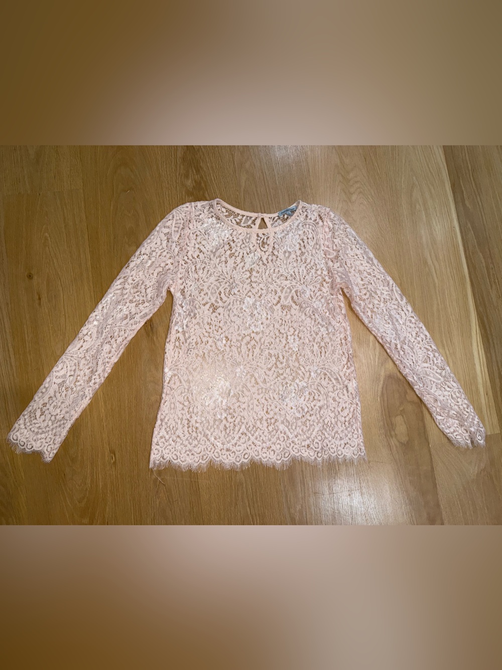 Charlotte Russe Pale Pink Lace Long Sleeve Top